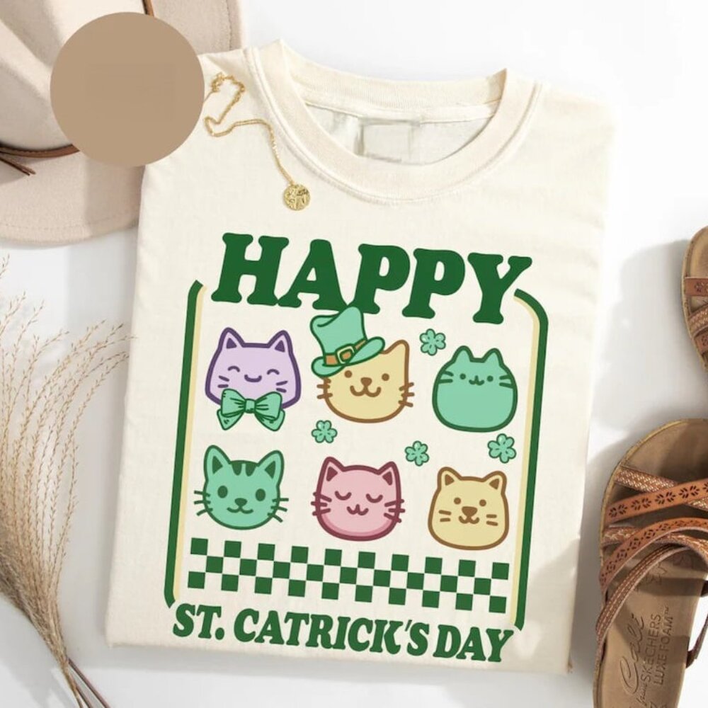 Happy St Patricks Day Cat Shirt, St Patricks Cat Lover Shirt